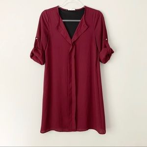 Vestique Burgundy Shirt Dress
